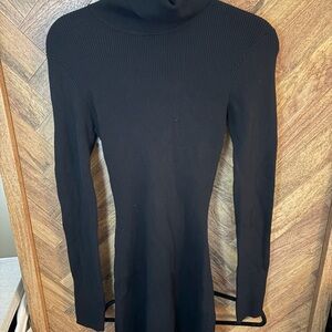 Rumored Black Ribbed Turtleneck Sweater Dress